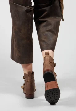 T.ba Boots^Dual Strap Boot in Brown
