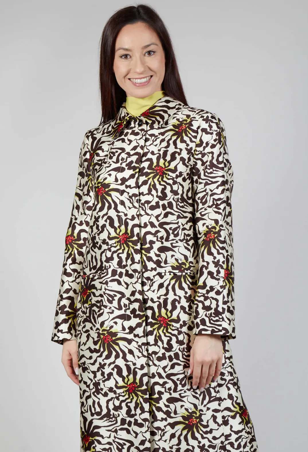 Beatrice B Coats^Duchesse Dust Coat in Botanic Zebra Print