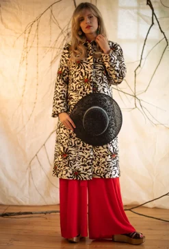 Beatrice B Coats^Duchesse Dust Coat in Botanic Zebra Print