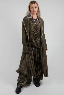 Sanctamuerte Coats^Dust Coat in Gabardina and Viscosa Seta Green Tuscany