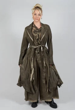 Sanctamuerte Coats^Dust Coat in Gabardina and Viscosa Seta Green Tuscany