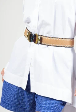 Exquisite J Belts^Elasticated Belt with Contrast Detail and Clasp Buckle