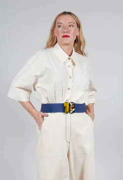 Exquisite J Belts^Elasticated Belt with Feature Clasp Buckle in Blue