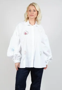 Be Your Essence Shirts & Blouses^Embroidered Shirt with Elasticated Cuffs in Wite