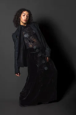 Marc Point Jackets^Embroidered Tie Shoulder Blazer in Black