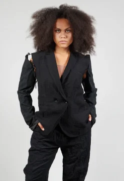 Marc Point Jackets^Embroidered Tie Shoulder Blazer in Black