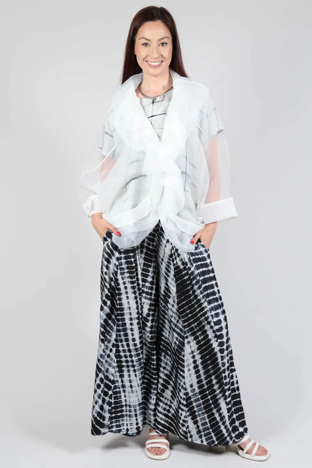 Bianco Levrin Trousers^Emma Reversible Pants in Crocodise Black