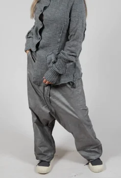 Rundholz Dip Trousers^Extreme Drop Crotch Trousers with Pull Toggle Waist in Pencil Cloud