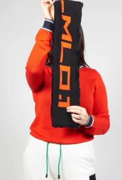 Malloni Scarves^Faux Fur Snood in Molibdenite Black / Orange