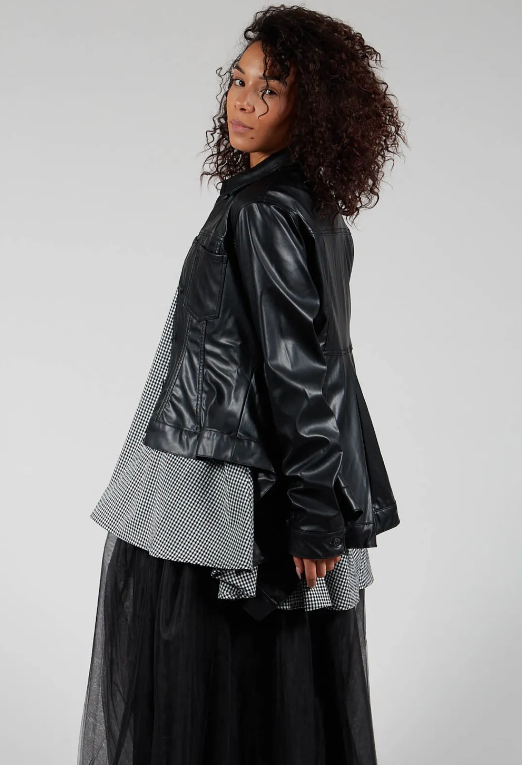 Pluslavie Jackets^Faux Leather Jacket in Black