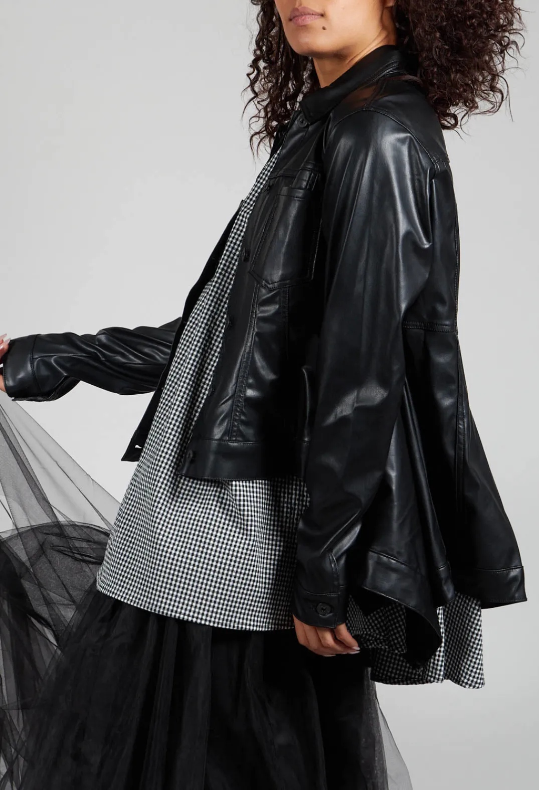 Pluslavie Jackets^Faux Leather Jacket in Black