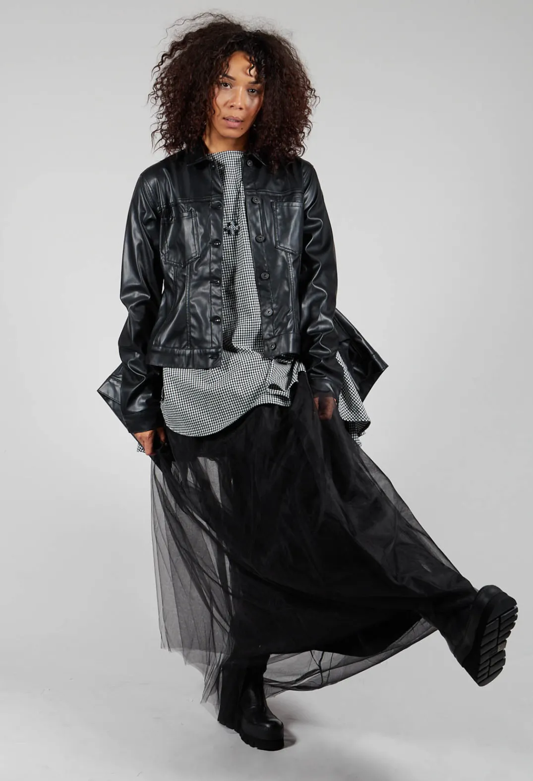 Pluslavie Jackets^Faux Leather Jacket in Black