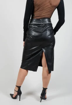 Nostra Santissima Skirts^Faux Leather Skirt in Black