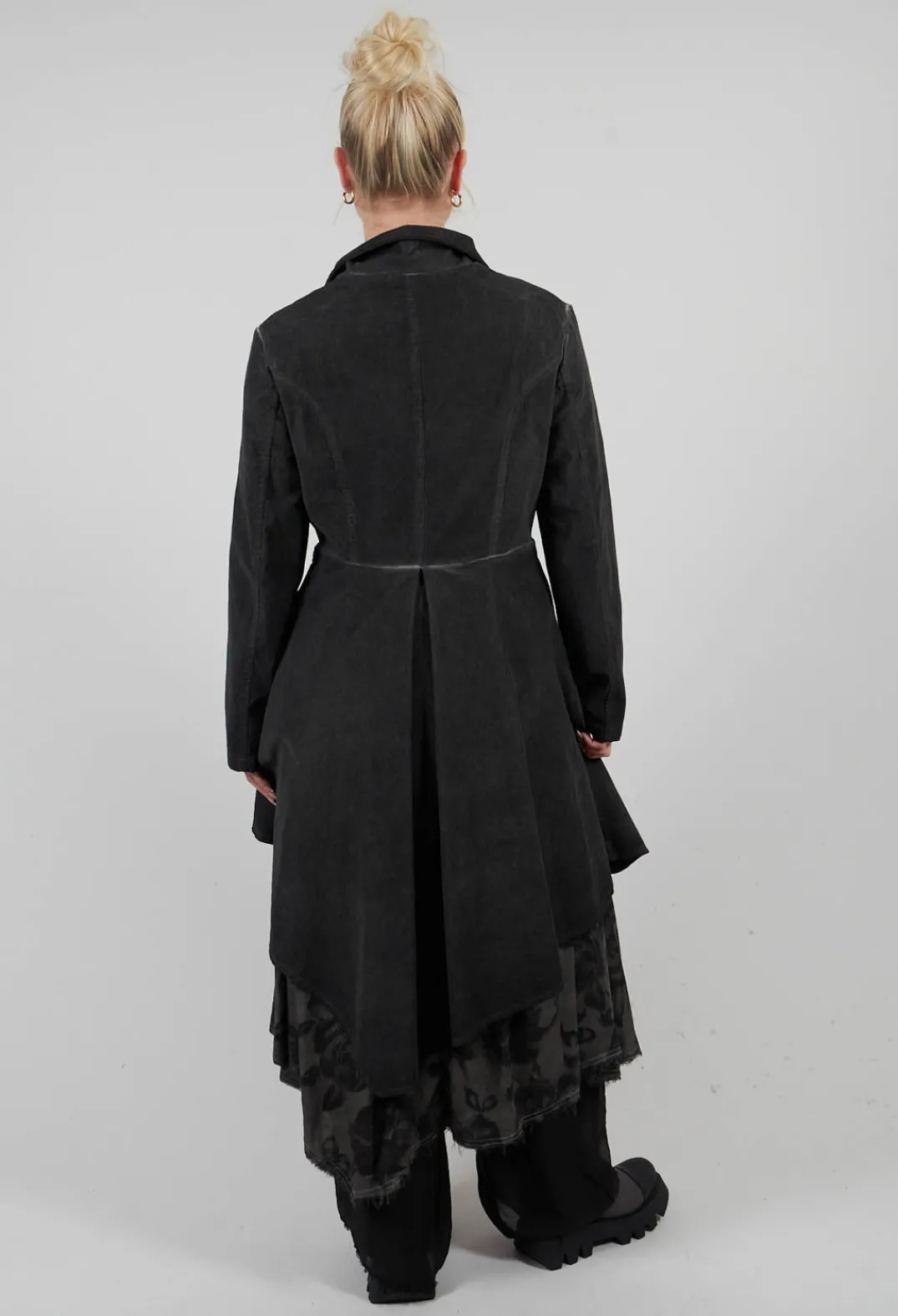 Sanctamuerte Dresses^Fine Cord Dress Coat in Cannete and Raso di Viscosa Grey Storm