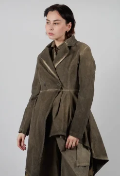Sanctamuerte Dresses^Fine Cord Dress Coat in Velluto Cannete and Raso di Viscosa Green Tuscany