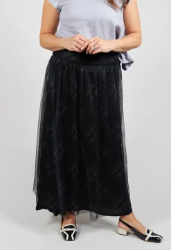 Lilith Skirts^Fine Jersey Skirt with Net Overlay in inox