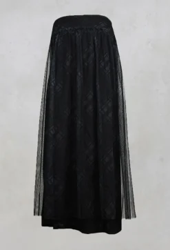 Lilith Skirts^Fine Jersey Skirt with Net Overlay in inox