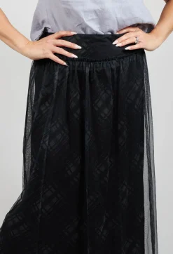Lilith Skirts^Fine Jersey Skirt with Net Overlay in inox