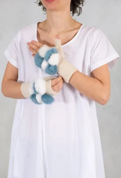 Vincent Pradier Gloves^Fingerless Gloves in Blue/White