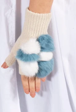 Vincent Pradier Gloves^Fingerless Gloves in Blue/White