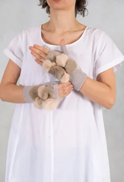 Vincent Pradier Gloves^Fingerless Gloves in Light Pink/Taupe