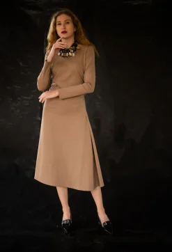 Beatrice B Dresses^Fit Dress in Camel