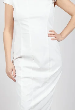 Rundholz Black Label Dresses^Fitted Dress with Cap Sleeves in Offwhite