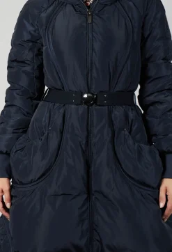 High Jackets^Fixate Longline Coat in Navy