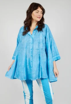 Rundholz Black Label Shirts & Blouses^Flared Hem Blouse in Malibu Cloud