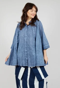 Rundholz Black Label Shirts & Blouses^Flared Hem Blouse in Navy Cloud