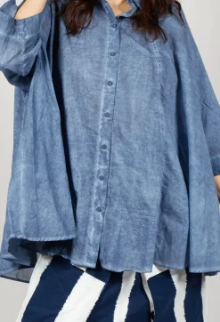 Rundholz Black Label Shirts & Blouses^Flared Hem Blouse in Navy Cloud