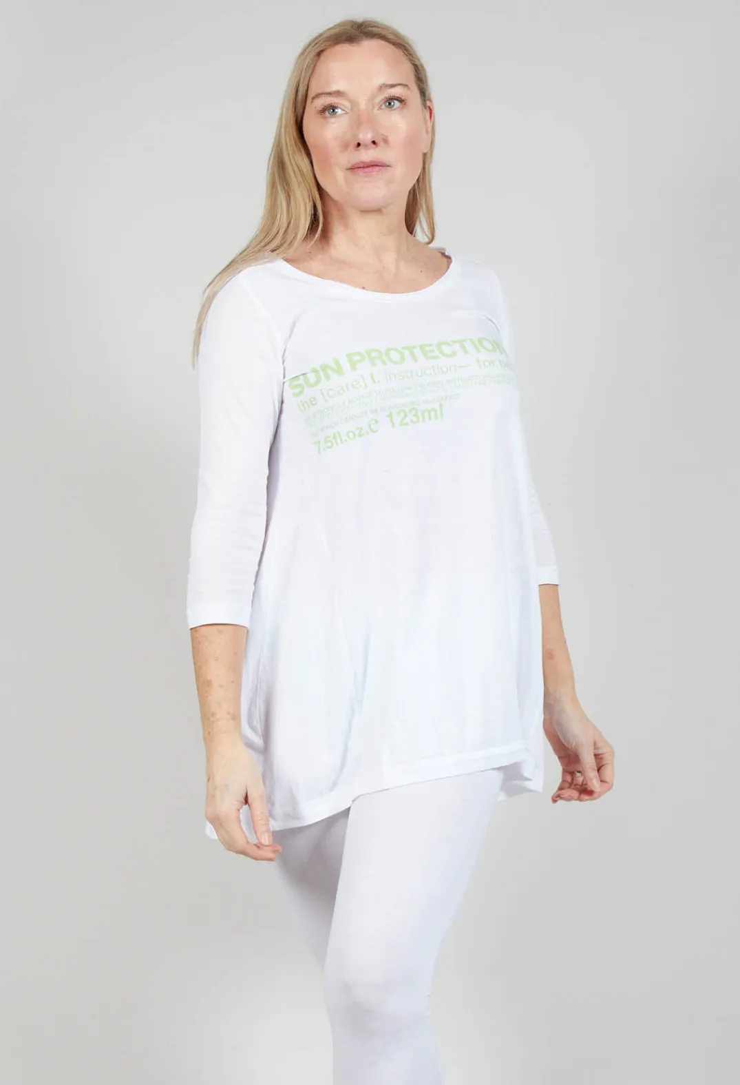 Rundholz Black Label Tops^Flared Hem Jersey Top with Motif in Lime Print