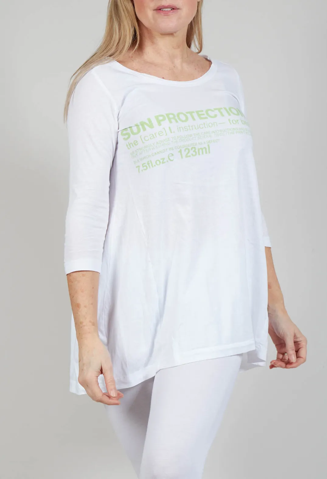 Rundholz Black Label Tops^Flared Hem Jersey Top with Motif in Lime Print