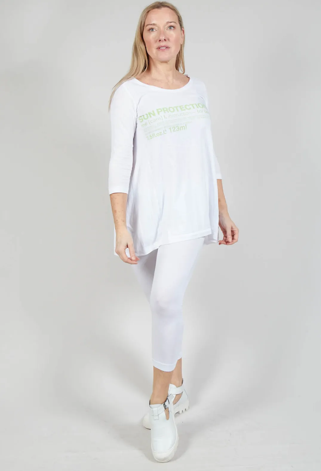 Rundholz Black Label Tops^Flared Hem Jersey Top with Motif in Lime Print