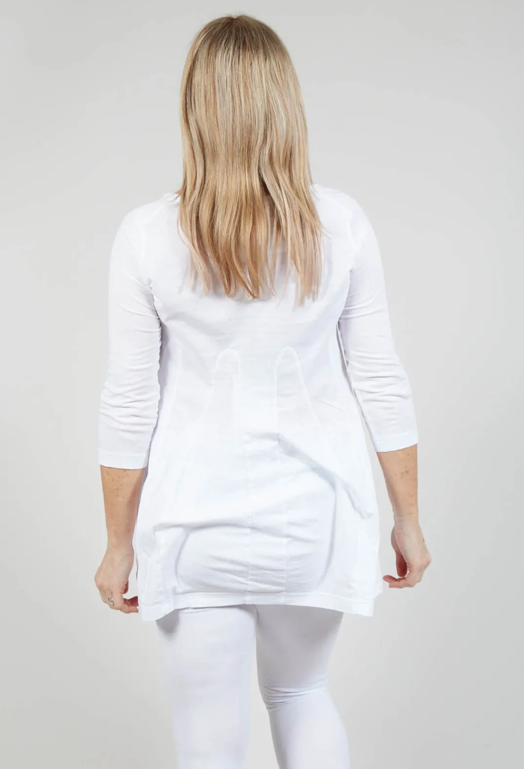 Rundholz Black Label Tops^Flared Hem Jersey Top with Motif in Grey Print