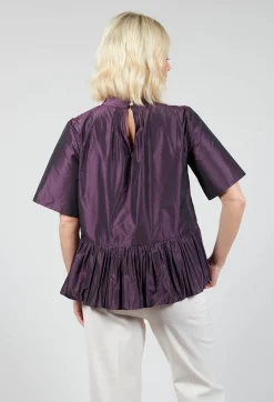 Beatrice B Shirts & Blouses^Flared Shape Shirt with Short Sleeves in Purple