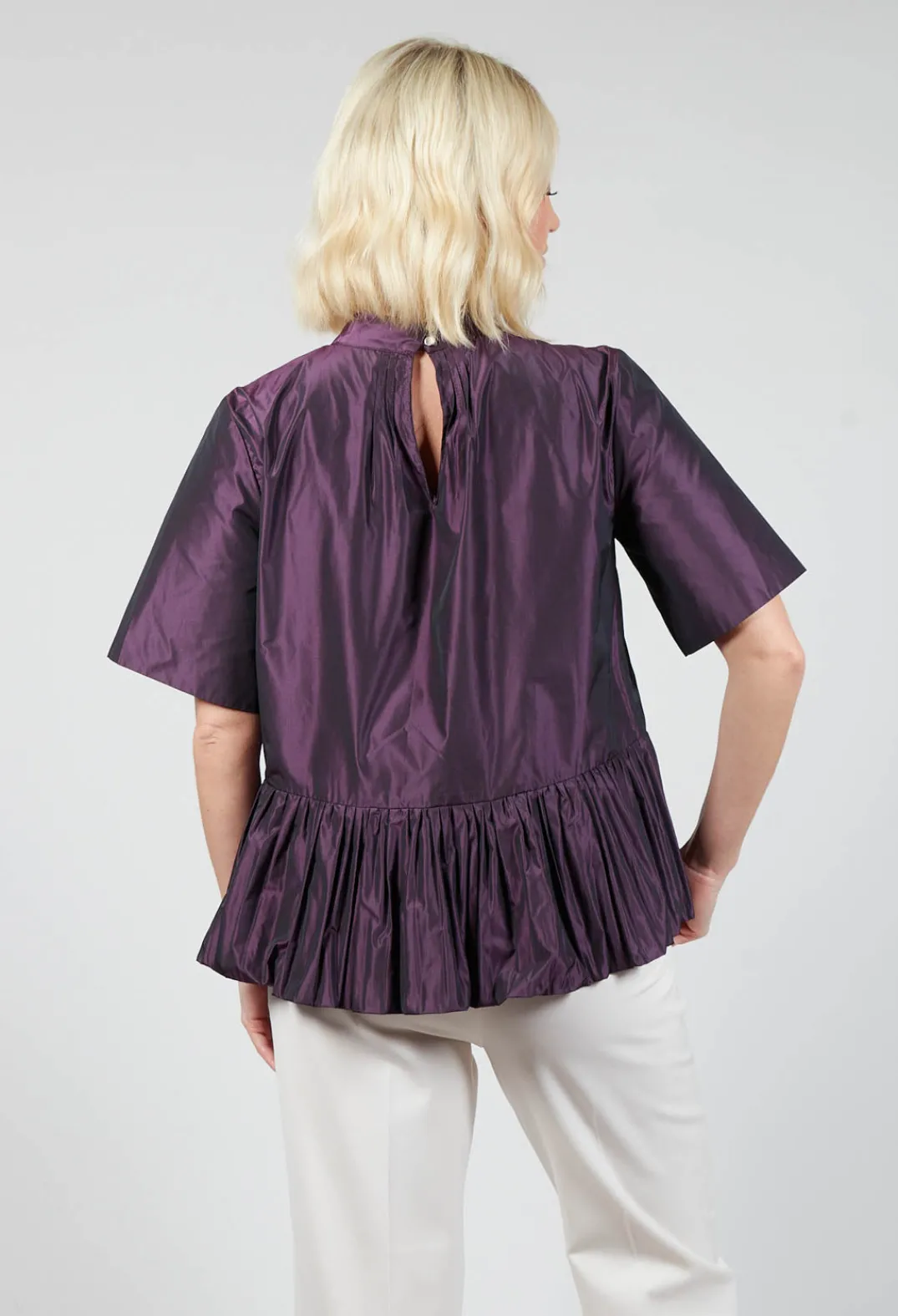 Beatrice B Shirts & Blouses^Flared Shape Shirt with Short Sleeves in Purple