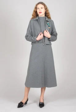 Beatrice B Jackets^Fleece Cropped Jacket in Grey Marl