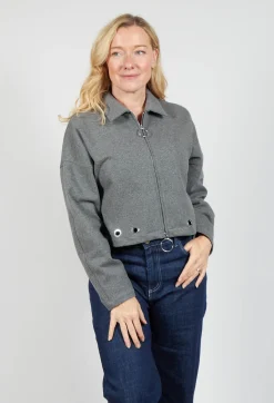Beatrice B Jackets^Fleece Cropped Jacket in Grey Marl
