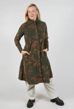 Blueberry Dresses^Floral Cord Shirt Dress in Moss