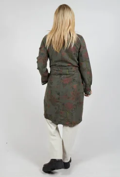 Blueberry Dresses^Floral Lyocell Cowl Neck Dress in Moss