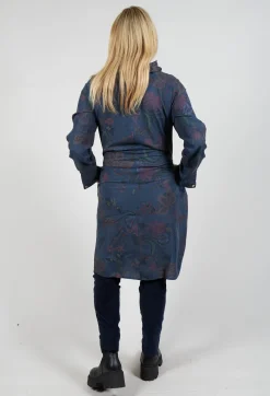 Blueberry Dresses^Floral Lyocell Cowl Neck Dress in Navy