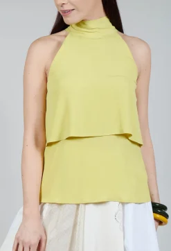 Beatrice B Tops^Flounce Top in Apple Green