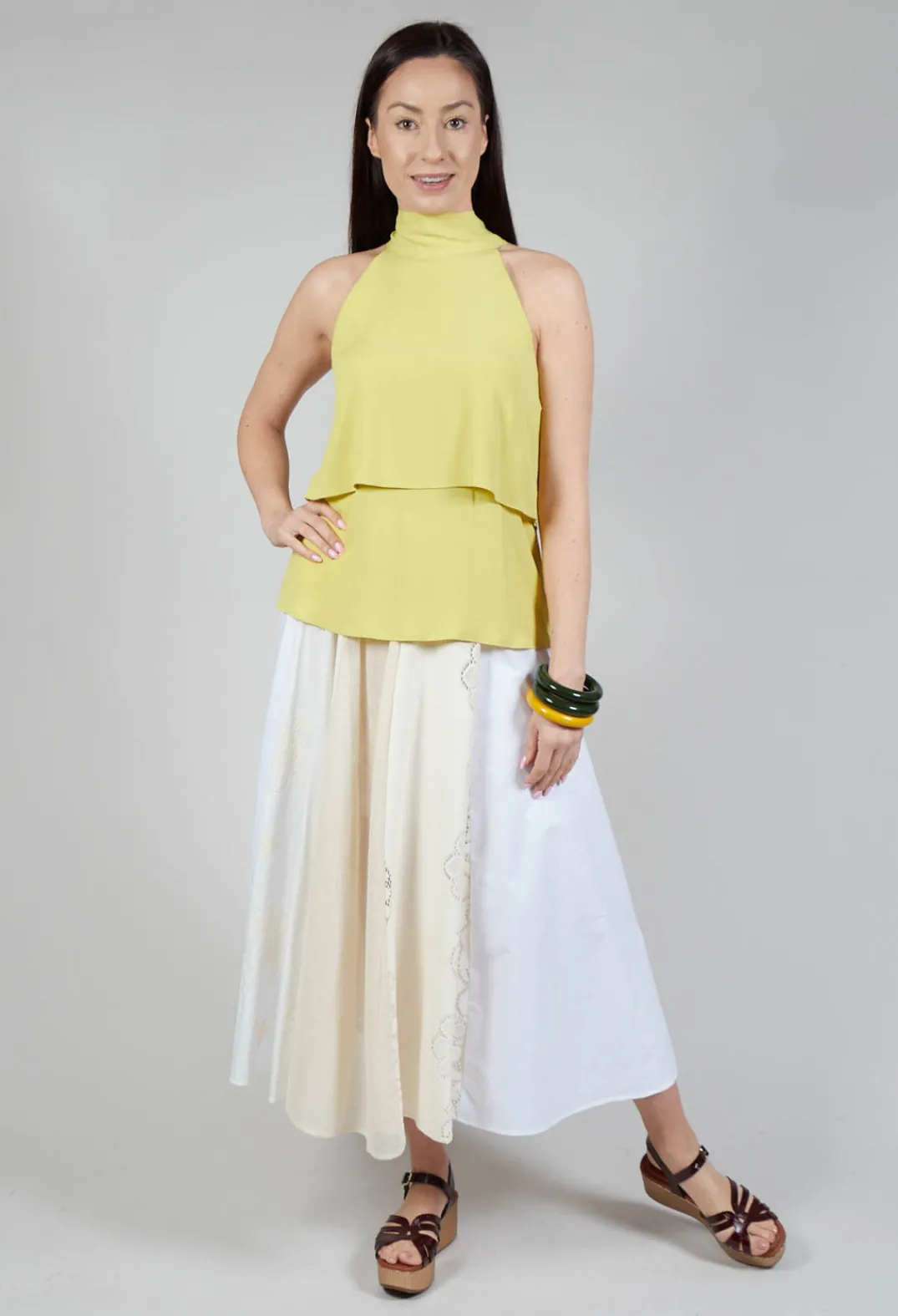 Beatrice B Tops^Flounce Top in Apple Green