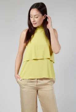 Beatrice B Tops^Flounce Top in Apple Green