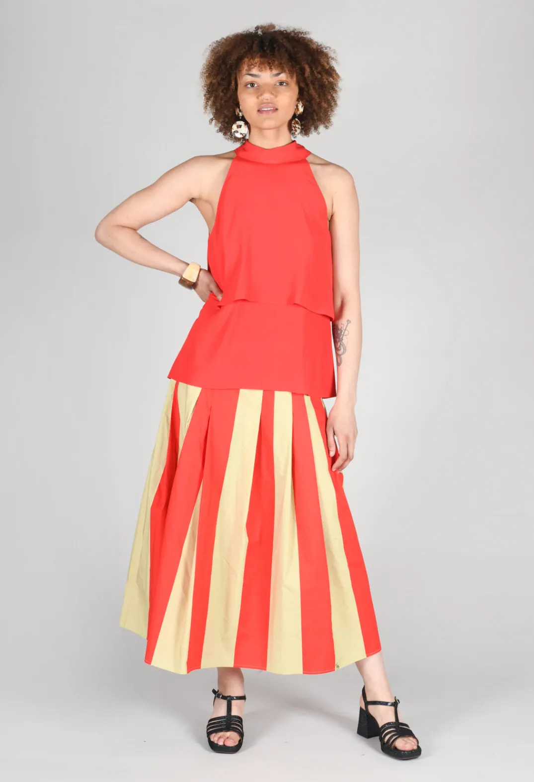 Beatrice B Tops^Flounce Top in Red