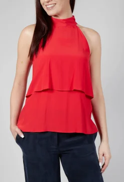Beatrice B Tops^Flounce Top in Red