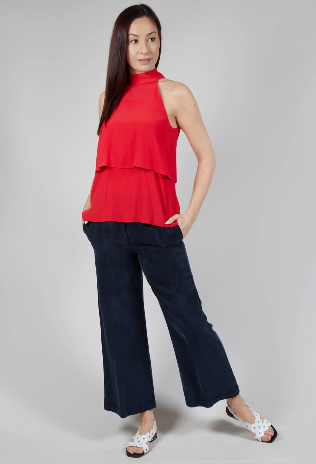 Beatrice B Tops^Flounce Top in Red