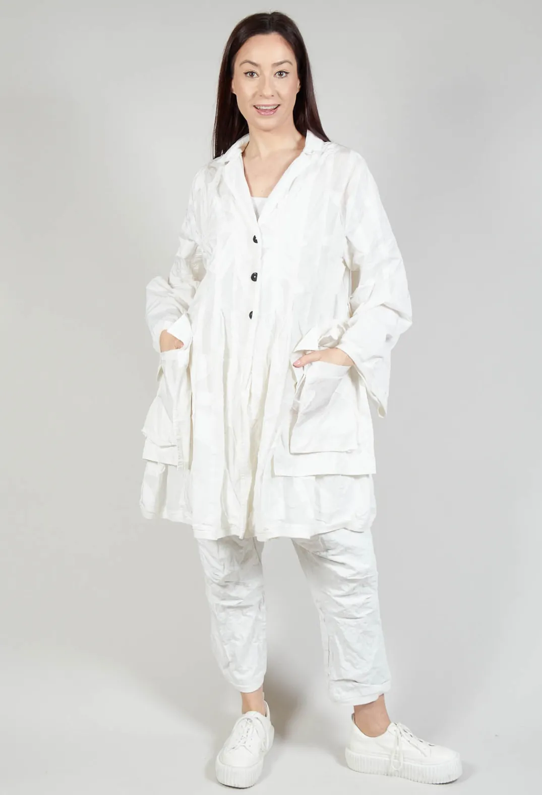 Rundholz Dip Coats^Flower Print Balloon Coat in Starwhite