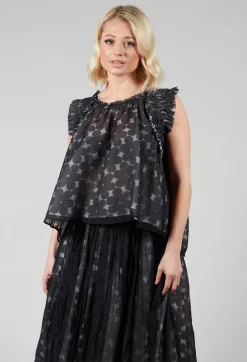 Mei Meij Tops^Flower Print Blouse in Black